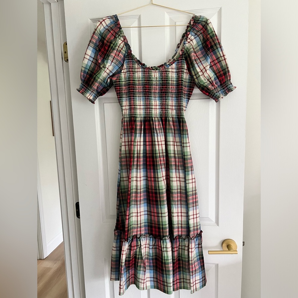 Hill House Louisa Nap Dress - Size Small - Ivory Tartan